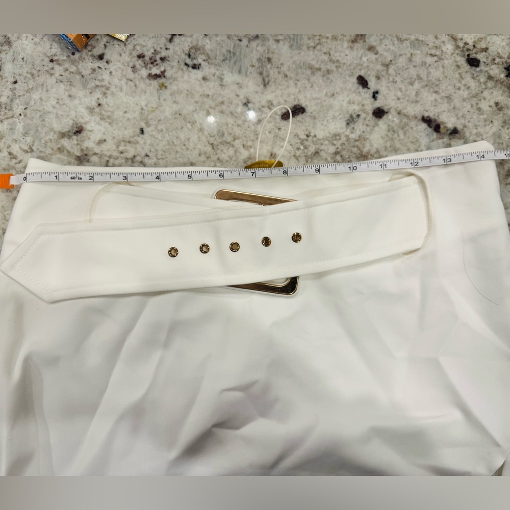 Ramy Brook Ivory Belted Jones Mini Skirt. Size 4. NWT - Picture 5 of 5